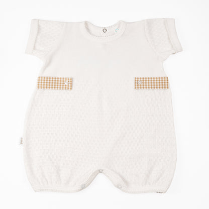 Paty Knit Baby Bubble with Gingham Side Tabs