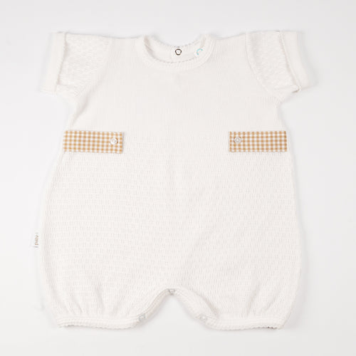 Paty Knit Baby Bubble with Gingham Side Tabs