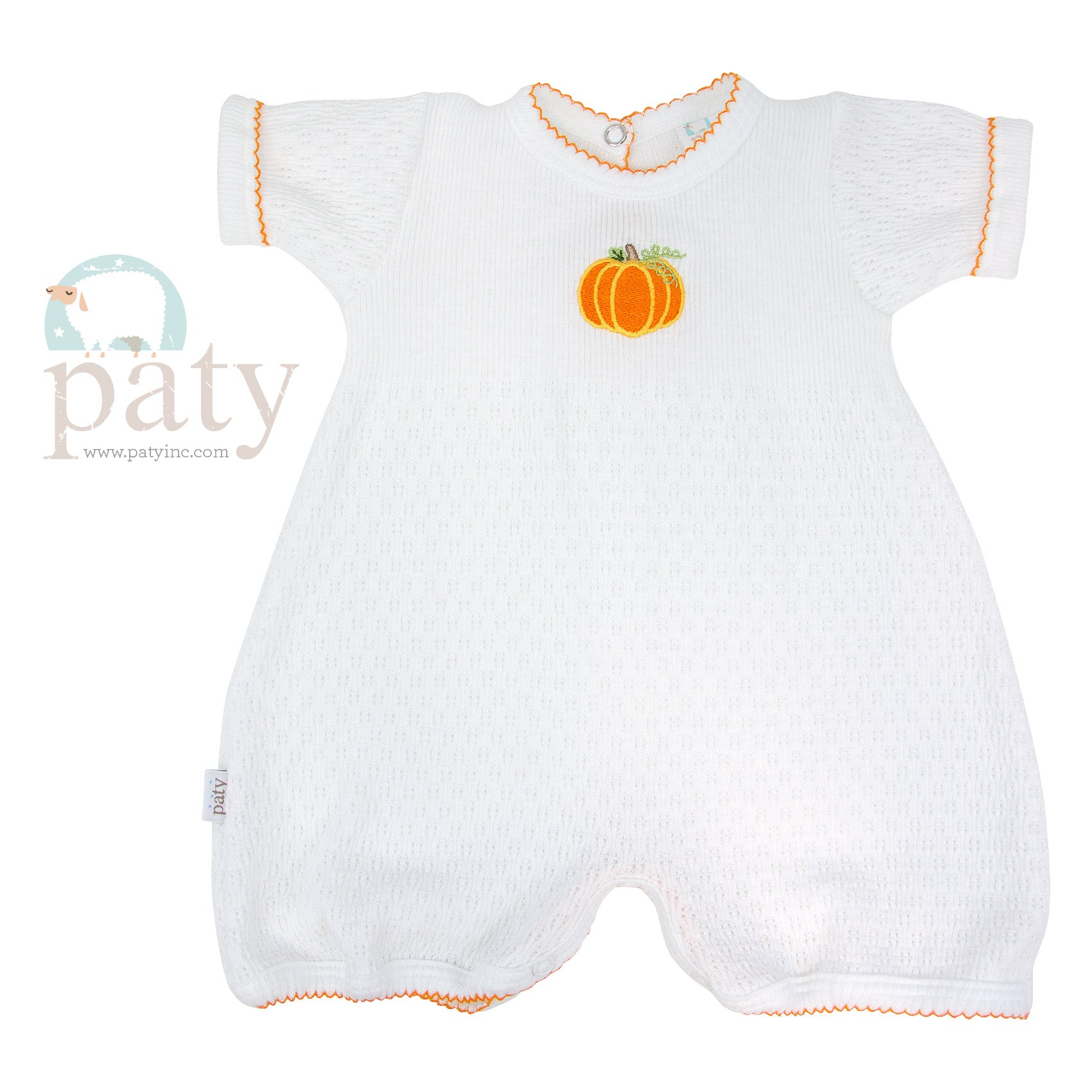 White Knit Bubble w/ Pumpkin Embroidery