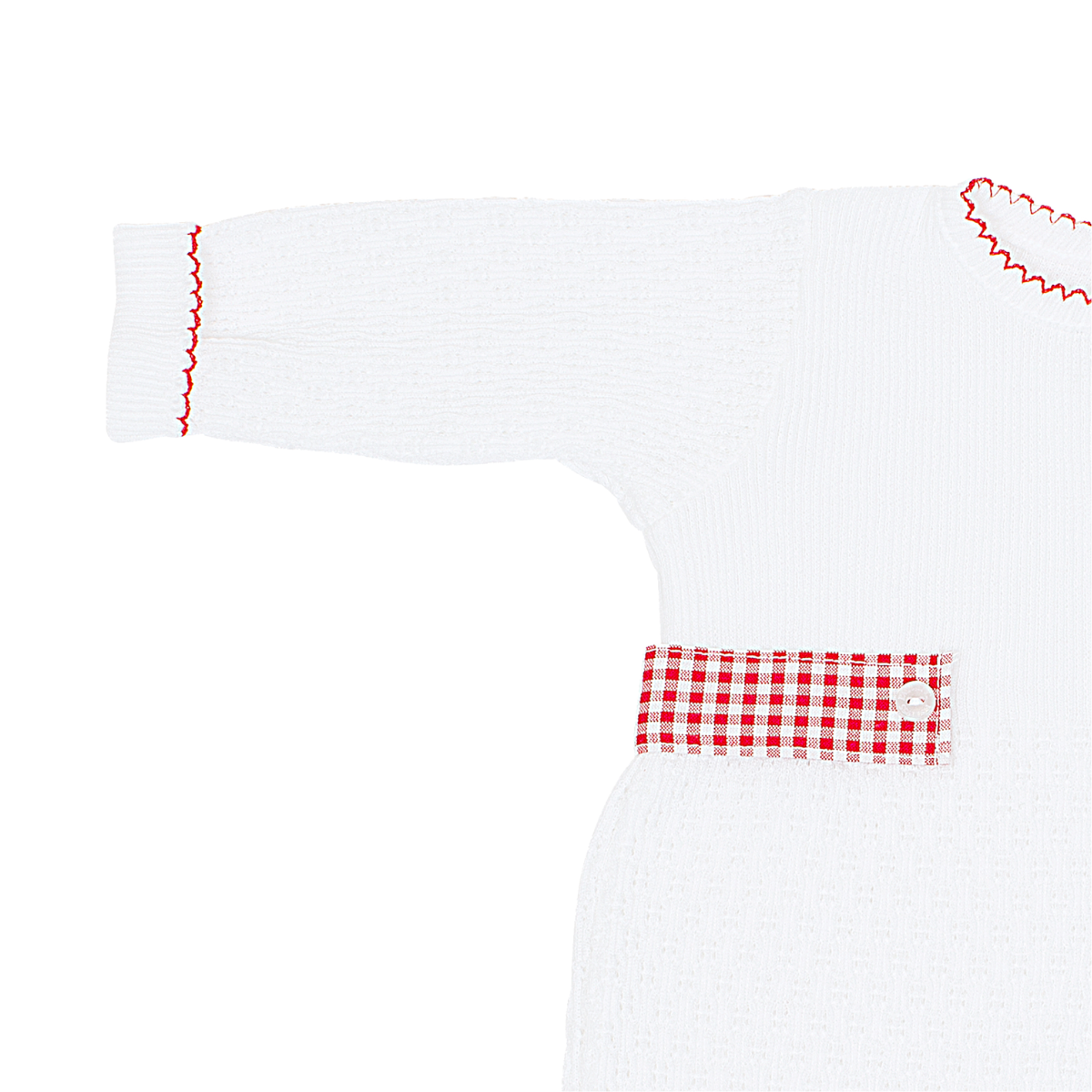 Paty Knit Romper, Gingham Tabs #166LSGHM