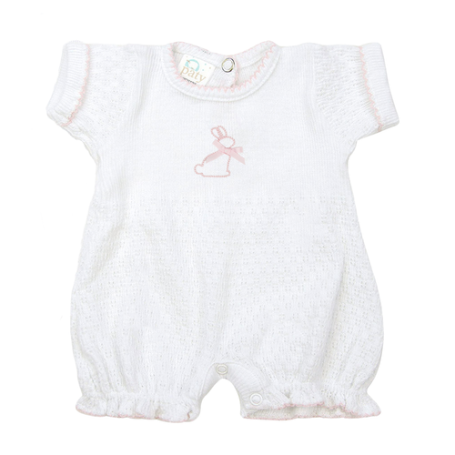 Paty Knit Ruffle Hem Bubble with Bunny Embroidery