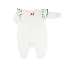 Paty Knit Angel Sleeve Romper with Swiss Candy Cane Trim (Christmas Collection)