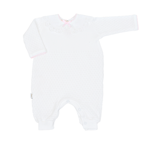 Paty Knit Romper with Pique Lace Collar