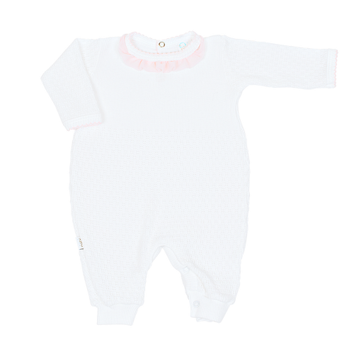 Paty Knit Romper with Chiffon Trim