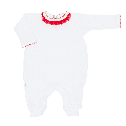 Paty Knit Romper with Chiffon Trim