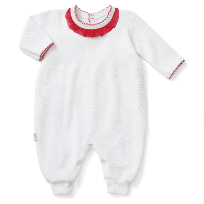 Paty Knit Romper with Chiffon Trim