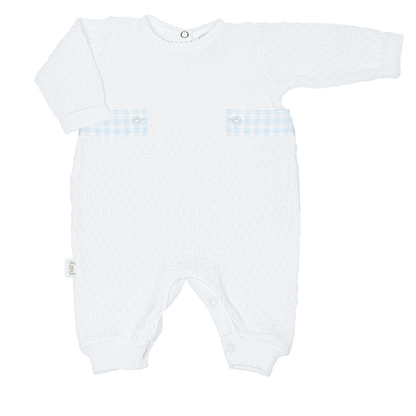 Paty Knit Romper, Gingham Tabs #166LSGHM