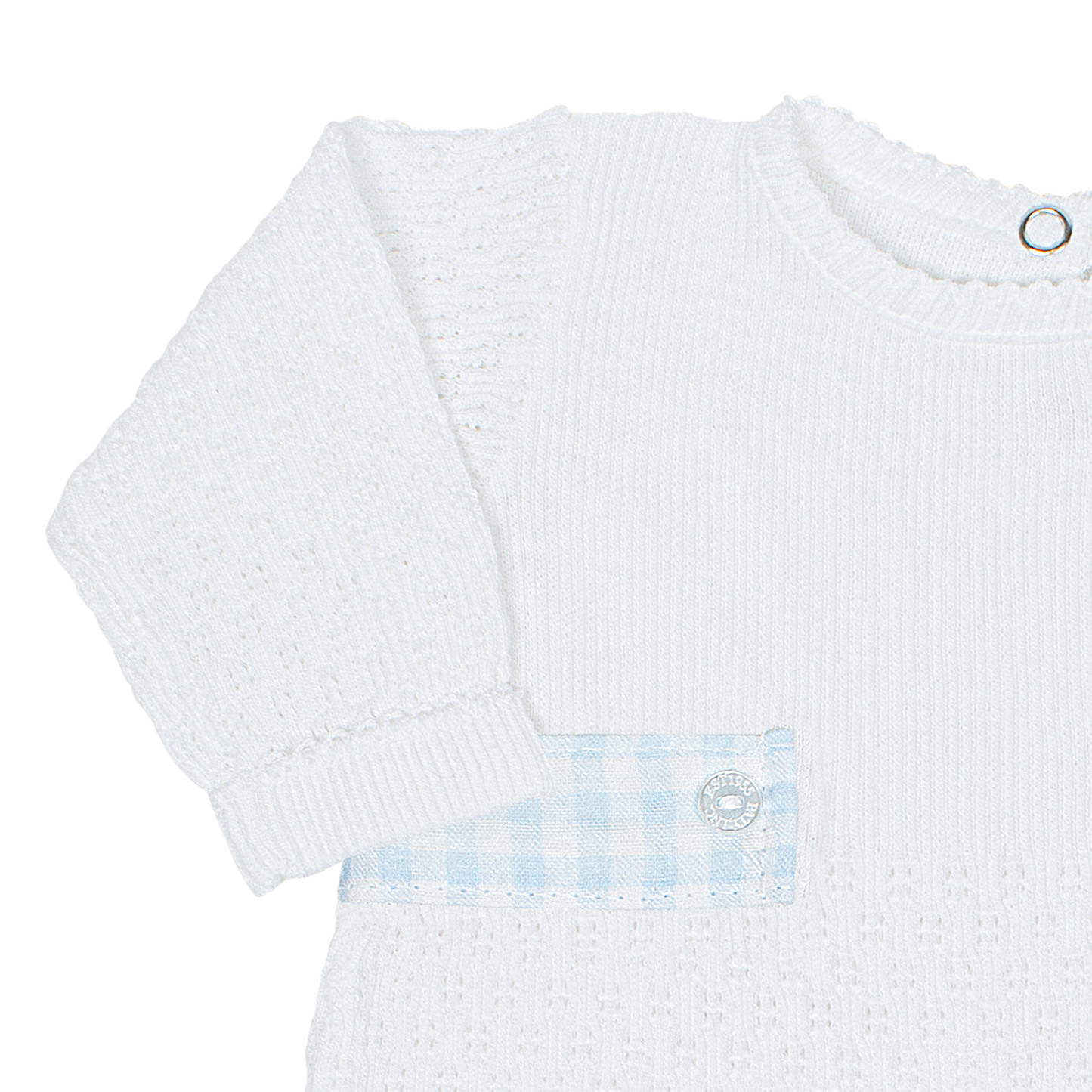 Paty Knit Romper, Gingham Tabs #166LSGHM
