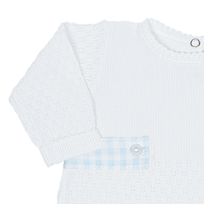 Paty Knit Romper, Gingham Tabs #166LSGHM