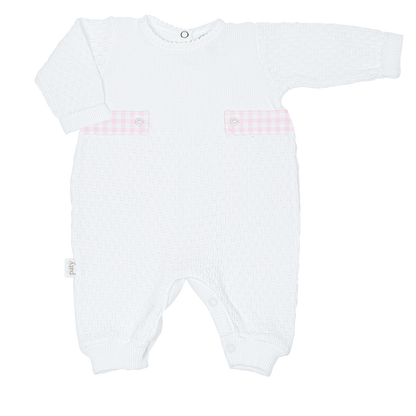 Paty Knit Romper, Gingham Tabs #166LSGHM