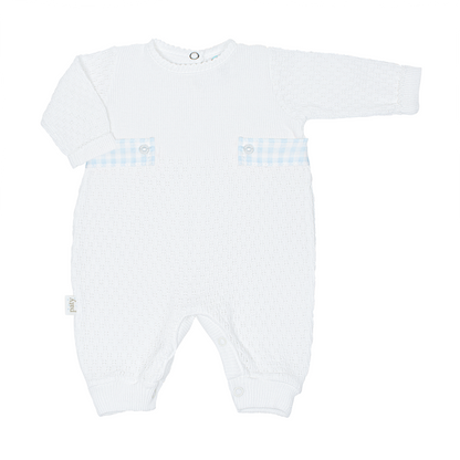Paty Knit Romper, Gingham Tabs #166LSGHM