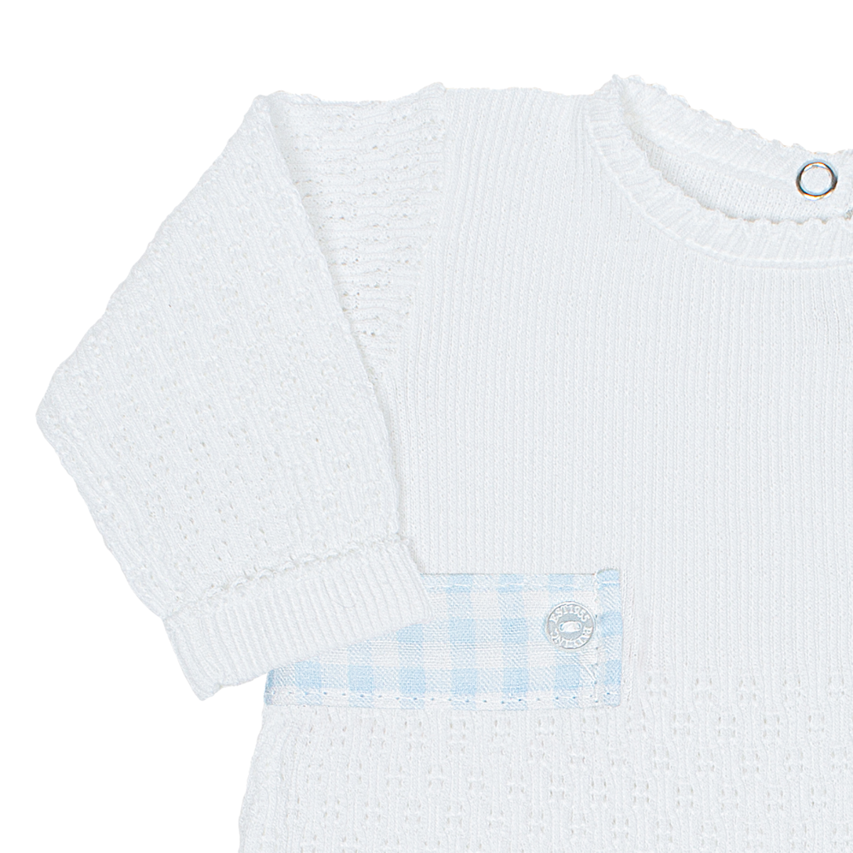 Paty Knit Romper, Gingham Tabs #166LSGHM