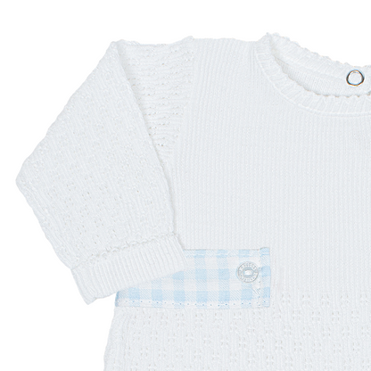 Paty Knit Romper, Gingham Tabs #166LSGHM