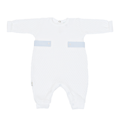 Paty Knit Romper, Gingham Tabs #166LSGHM