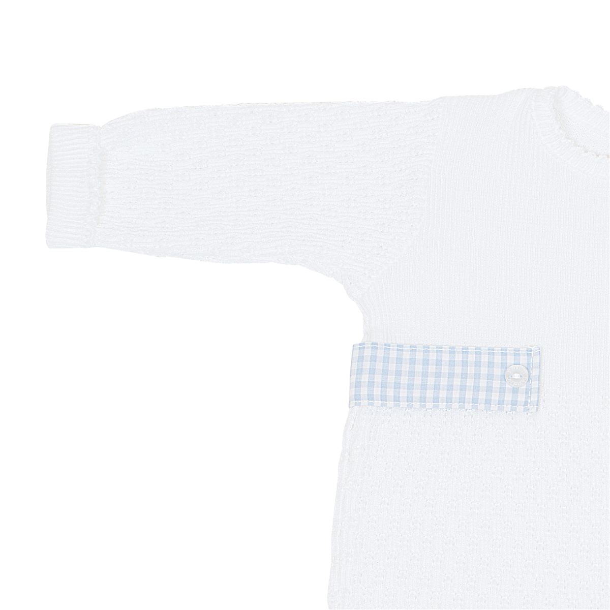 Paty Knit Romper, Gingham Tabs #166LSGHM