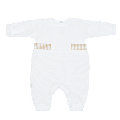 Paty Knit Romper, Gingham Tabs #166LSGHM