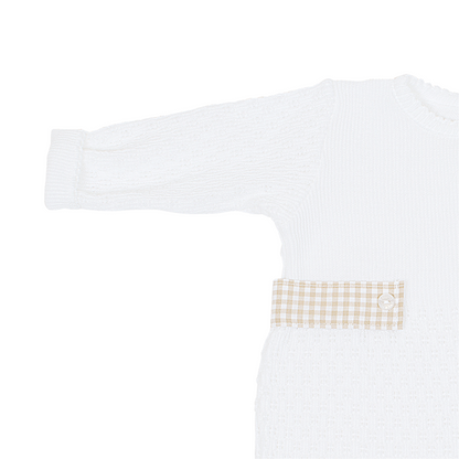 Paty Knit Romper, Gingham Tabs #166LSGHM