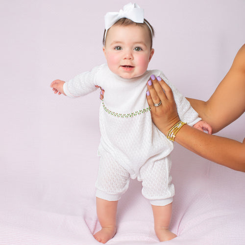 Paty Knit Long & Short Sleeve Romper, Ruth Collection