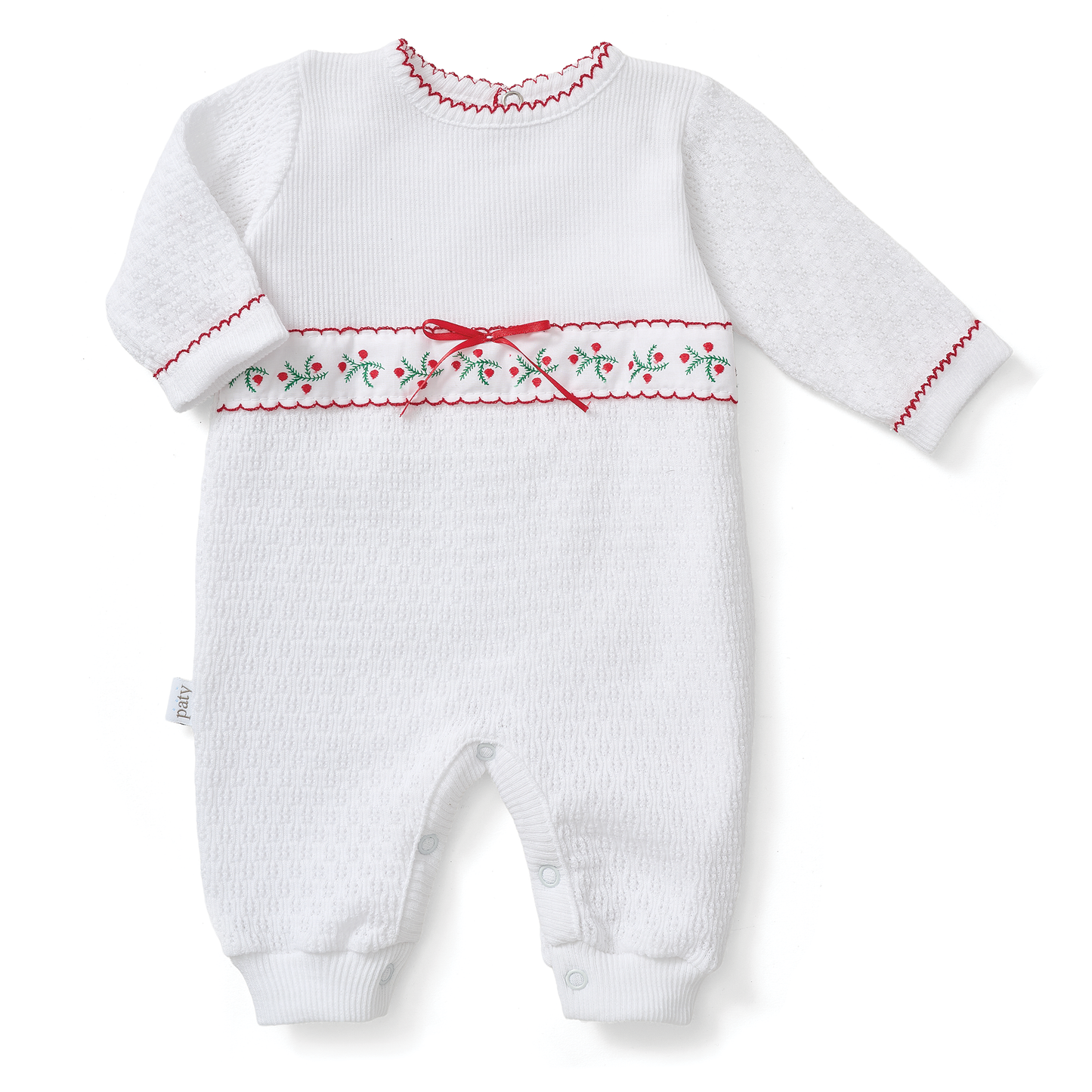 Paty Knit Romper with Swiss Pine Embroidery