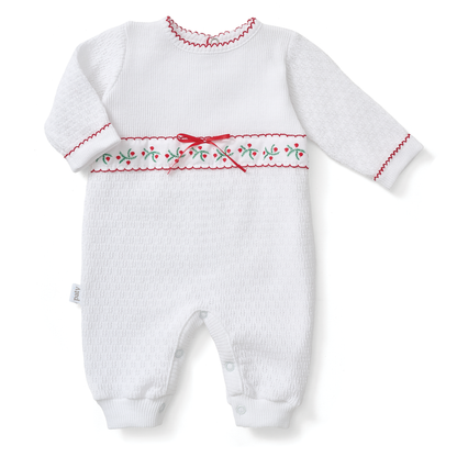 Paty Knit Romper with Swiss Pine Embroidery