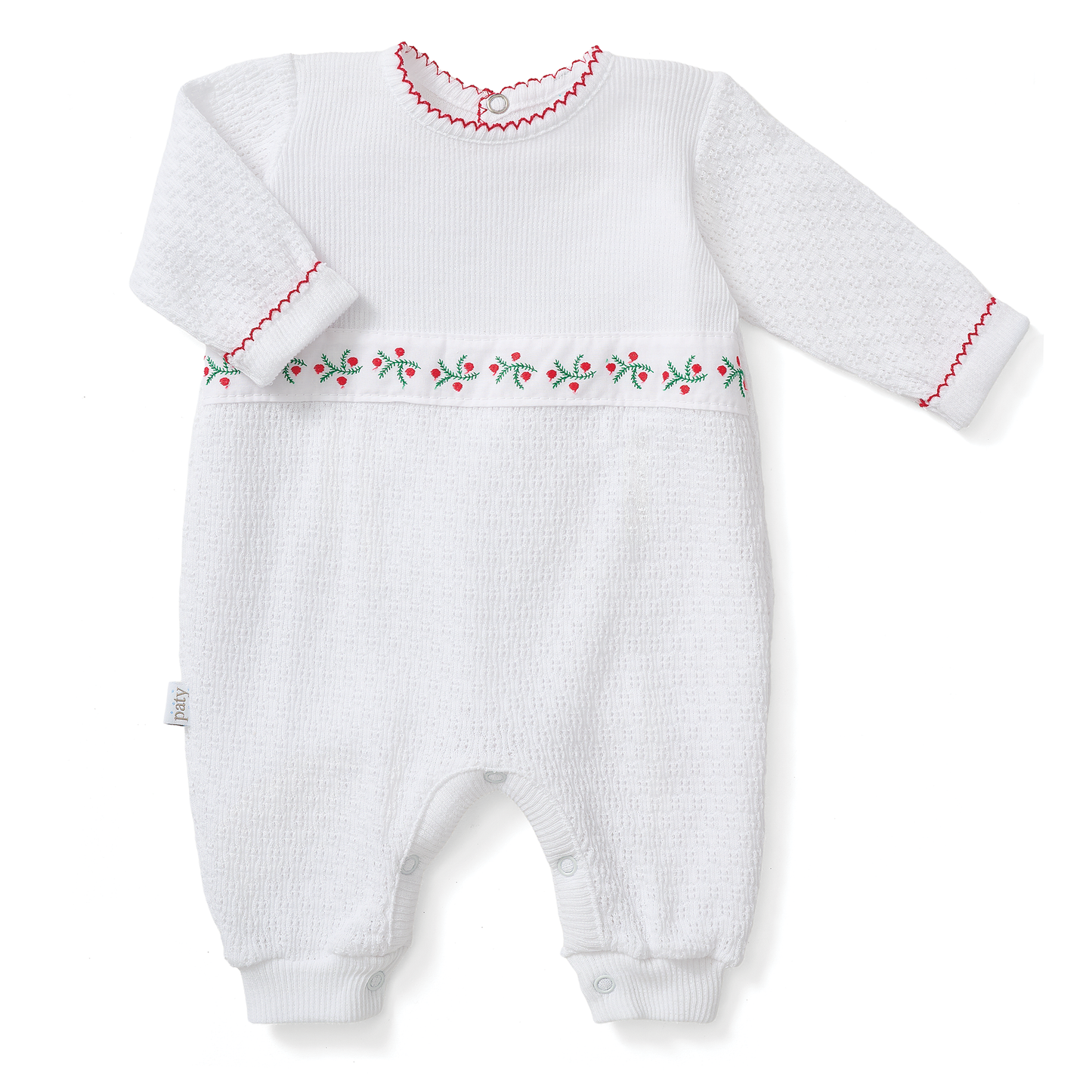 Paty Knit Romper with Swiss Pine Embroidery