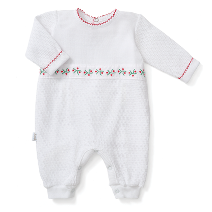 Paty Knit Romper with Swiss Pine Embroidery