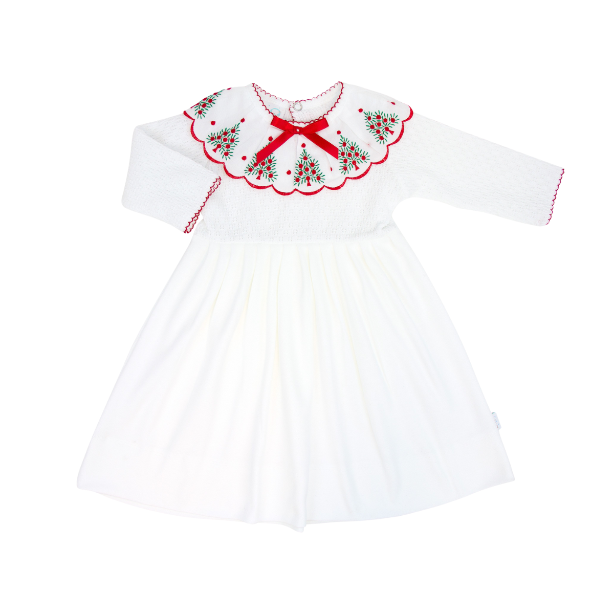 Paty Knit Christmas Dress with Swiss Tree Embroidery 3 Months
