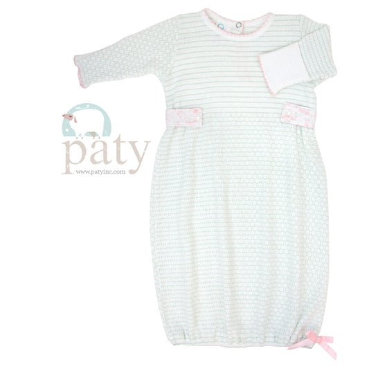 Spring Stripe Gown with Toile Floral Side Tabs #16S304T
