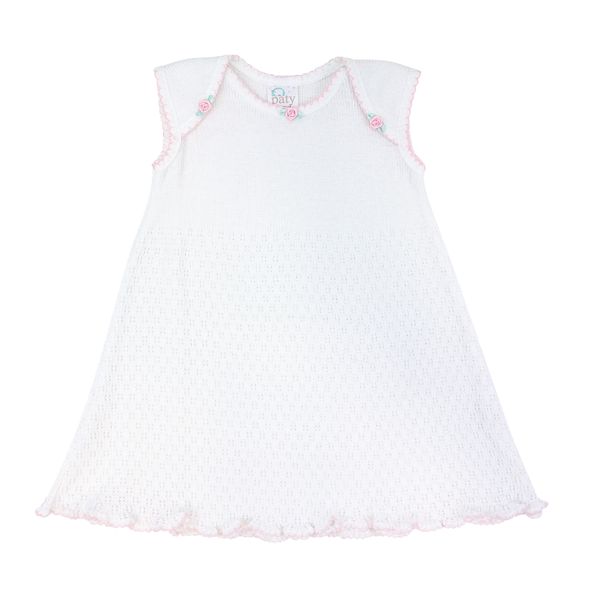 rosette knit dress Hope & Henry Baby Girls Organic Rosette Detail Cable Knit Sweater Dress