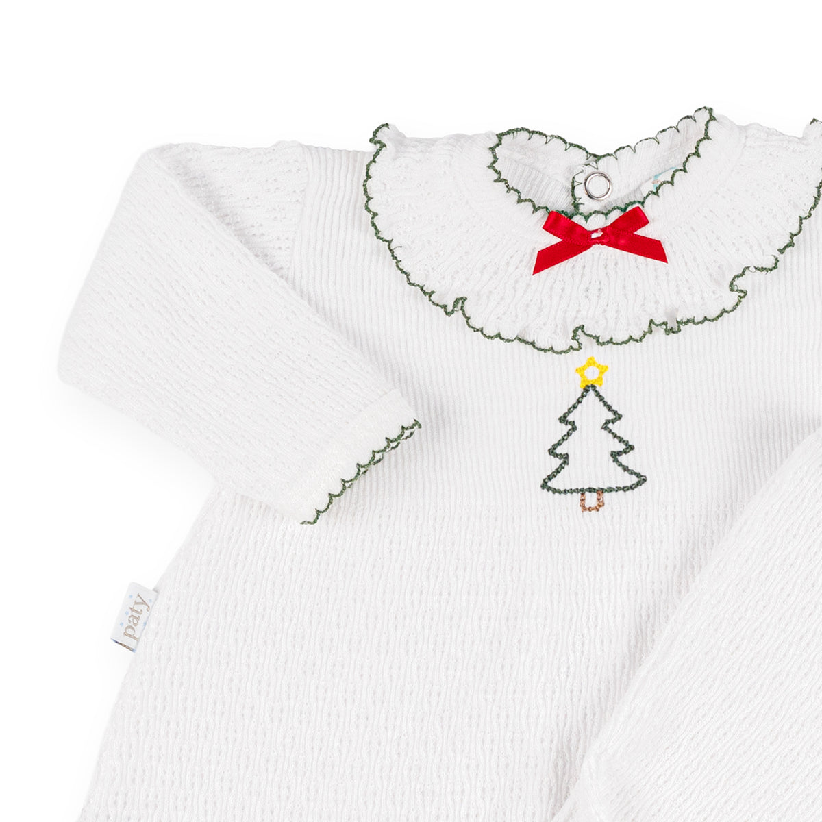 PatyKnit™ Ruffle Legging Set with Christmas Tree Embroidery