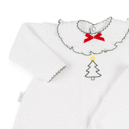 PatyKnit™ Ruffle Legging Set with Christmas Tree Embroidery