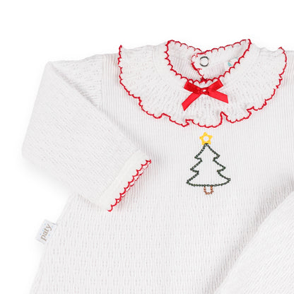 PatyKnit™ Ruffle Legging Set with Christmas Tree Embroidery
