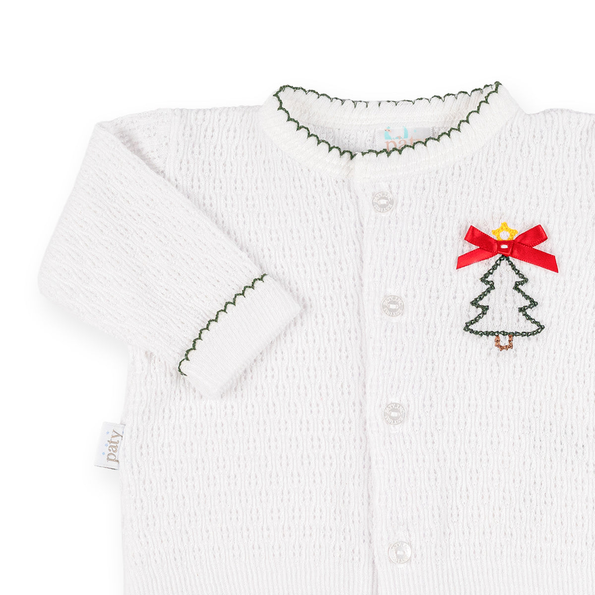 PatyKnit™Cardigan Sweater with Christmas Tree Embroidery