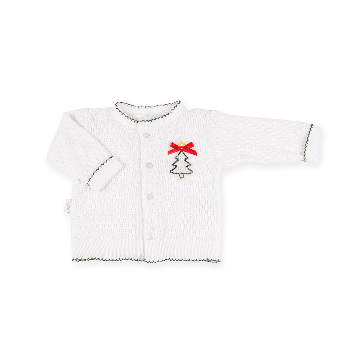 PatyKnit™Cardigan Sweater with Christmas Tree Embroidery