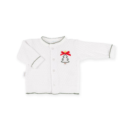 PatyKnit™Cardigan Sweater with Christmas Tree Embroidery