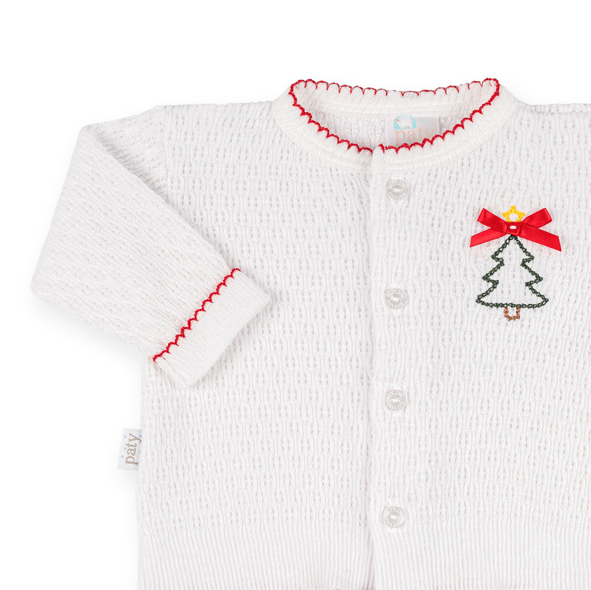 PatyKnit™Cardigan Sweater with Christmas Tree Embroidery