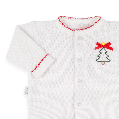 PatyKnit™Cardigan Sweater with Christmas Tree Embroidery