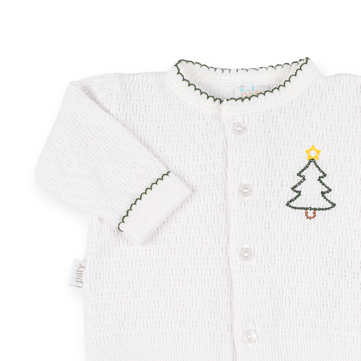 PatyKnit™Cardigan Sweater with Christmas Tree Embroidery