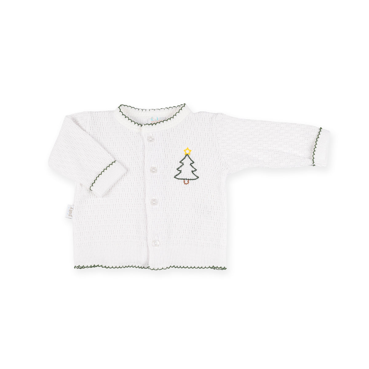 PatyKnit™Cardigan Sweater with Christmas Tree Embroidery