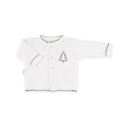 PatyKnit™Cardigan Sweater with Christmas Tree Embroidery