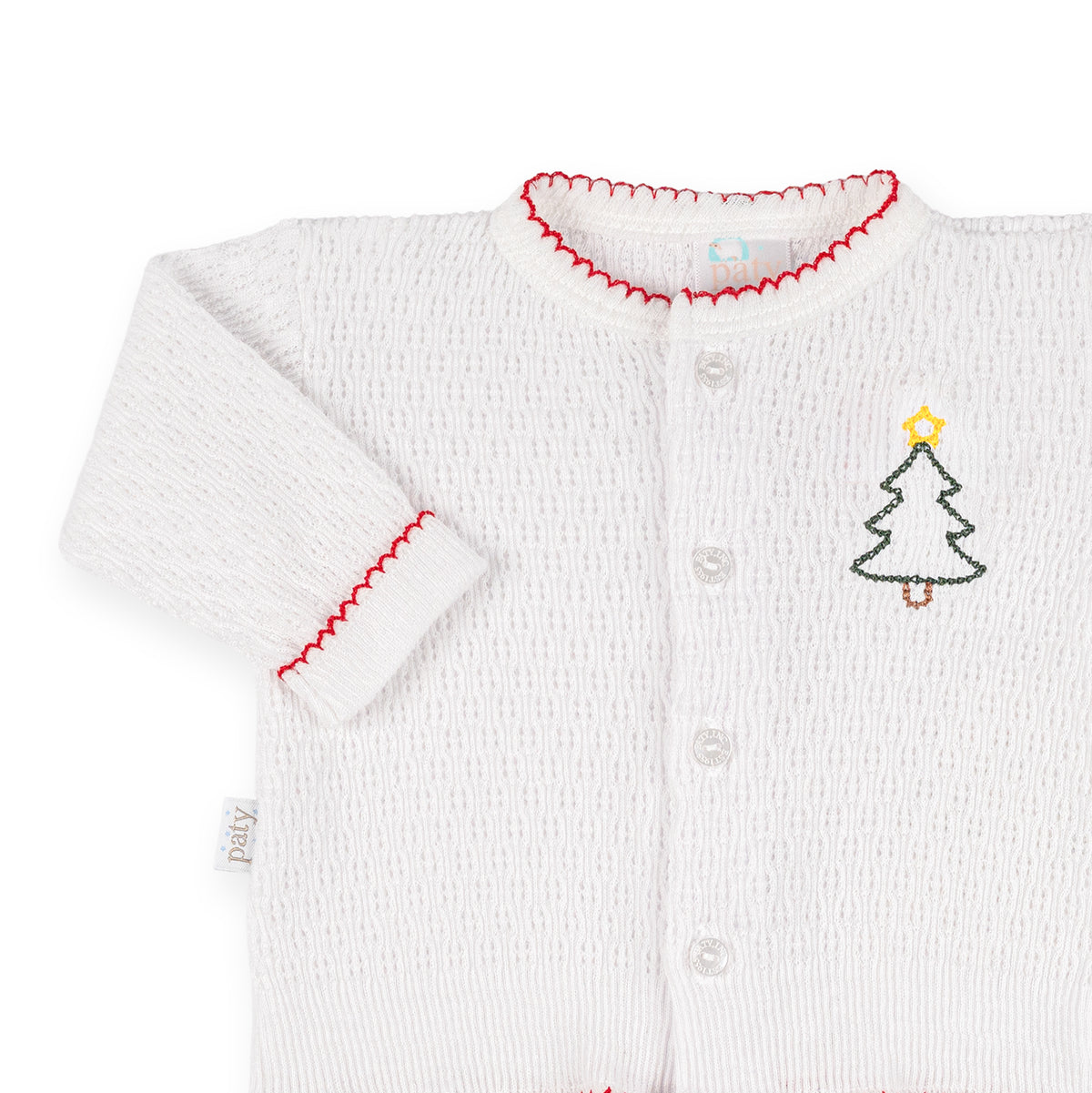 PatyKnit™Cardigan Sweater with Christmas Tree Embroidery