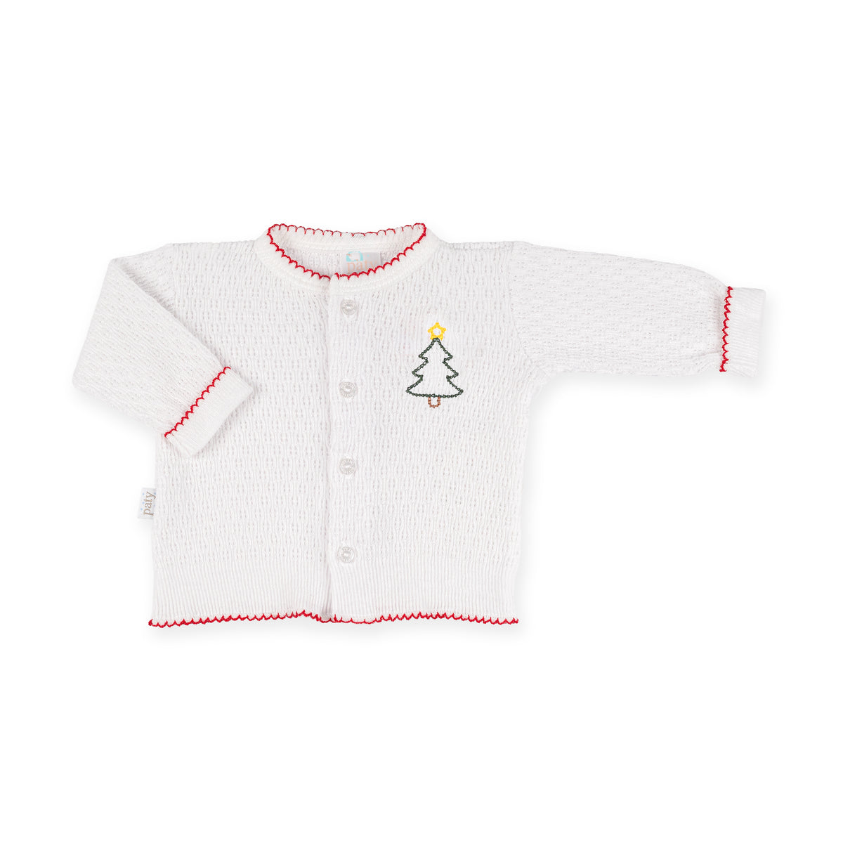 PatyKnit™Cardigan Sweater with Christmas Tree Embroidery