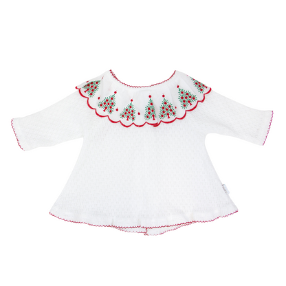 Paty Knit Cardigan, Swiss Tree Embroidery #183SWT (Christmas Collection)