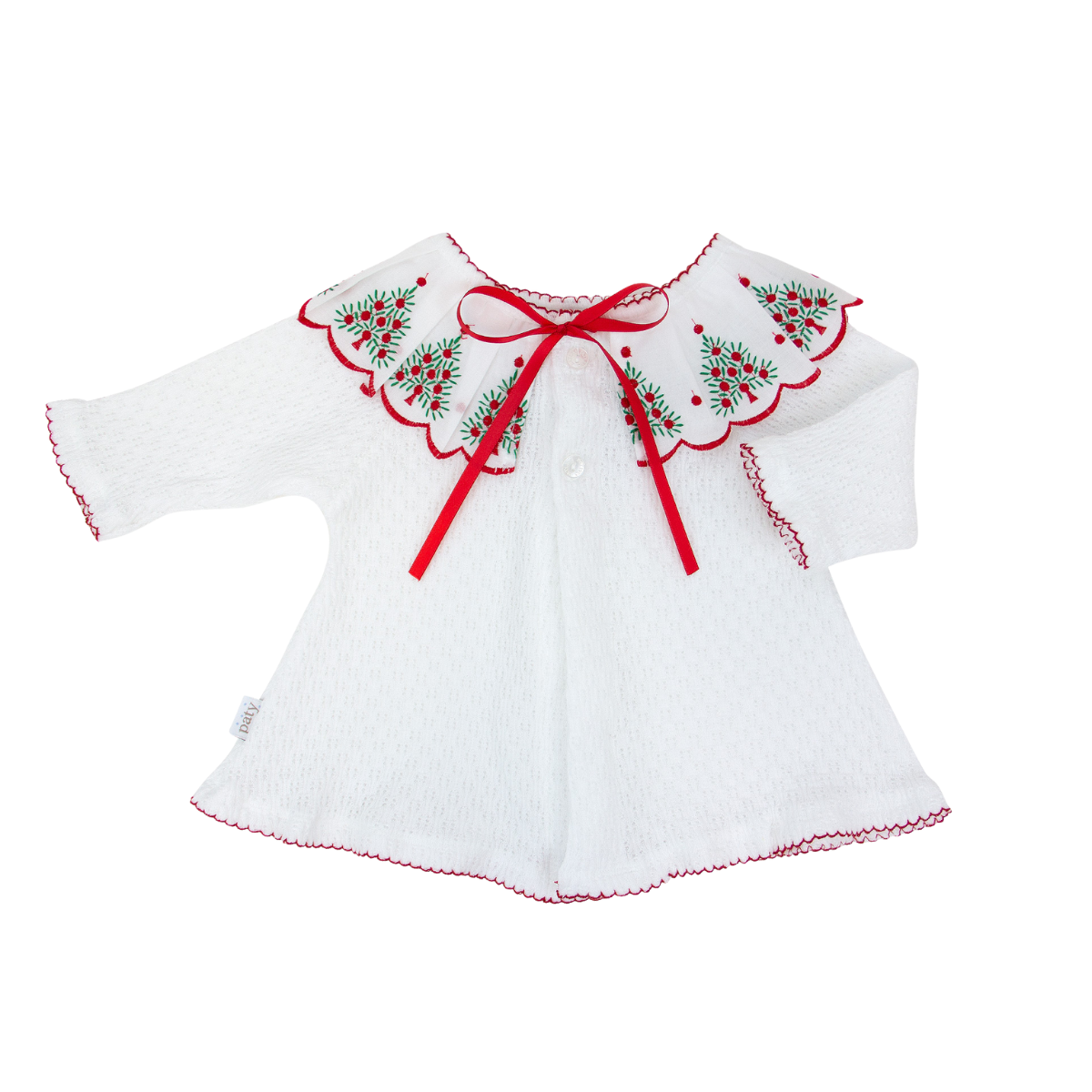 Paty Knit Cardigan, Swiss Tree Embroidery #183SWT (Christmas Collection)