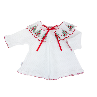Paty Knit Cardigan, Swiss Tree Embroidery #183SWT (Christmas Collection)