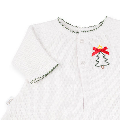PatyKnit™ Raglan Cardigan Sweater with Christmas Tree Embroidery