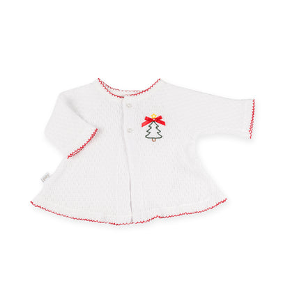 PatyKnit™ Raglan Cardigan Sweater with Christmas Tree Embroidery
