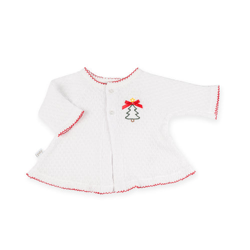 PatyKnit™ Raglan Cardigan Sweater with Christmas Tree Embroidery