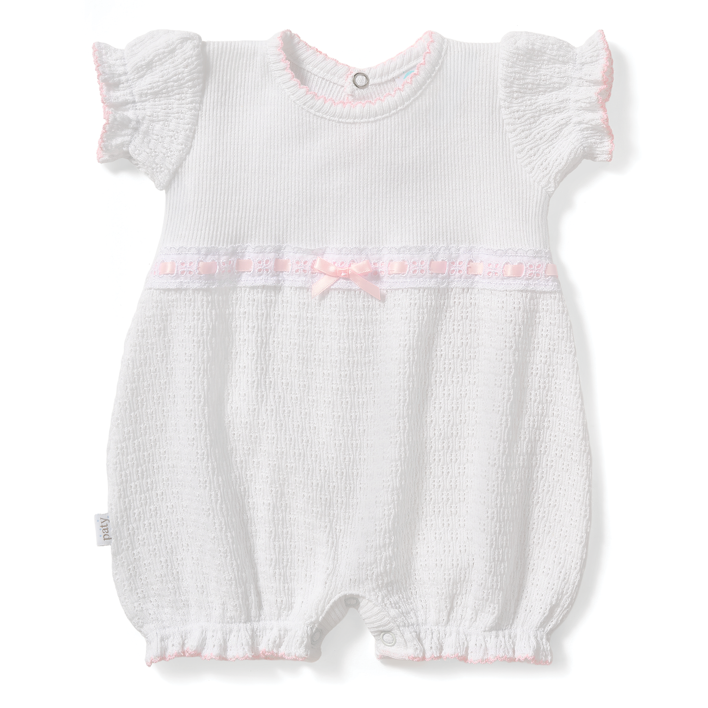 Paty Knit Baby Girl Bubble with Eyelet Trim