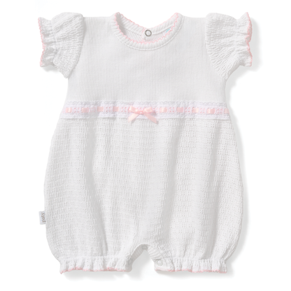 Paty Knit Baby Girl Bubble with Eyelet Trim